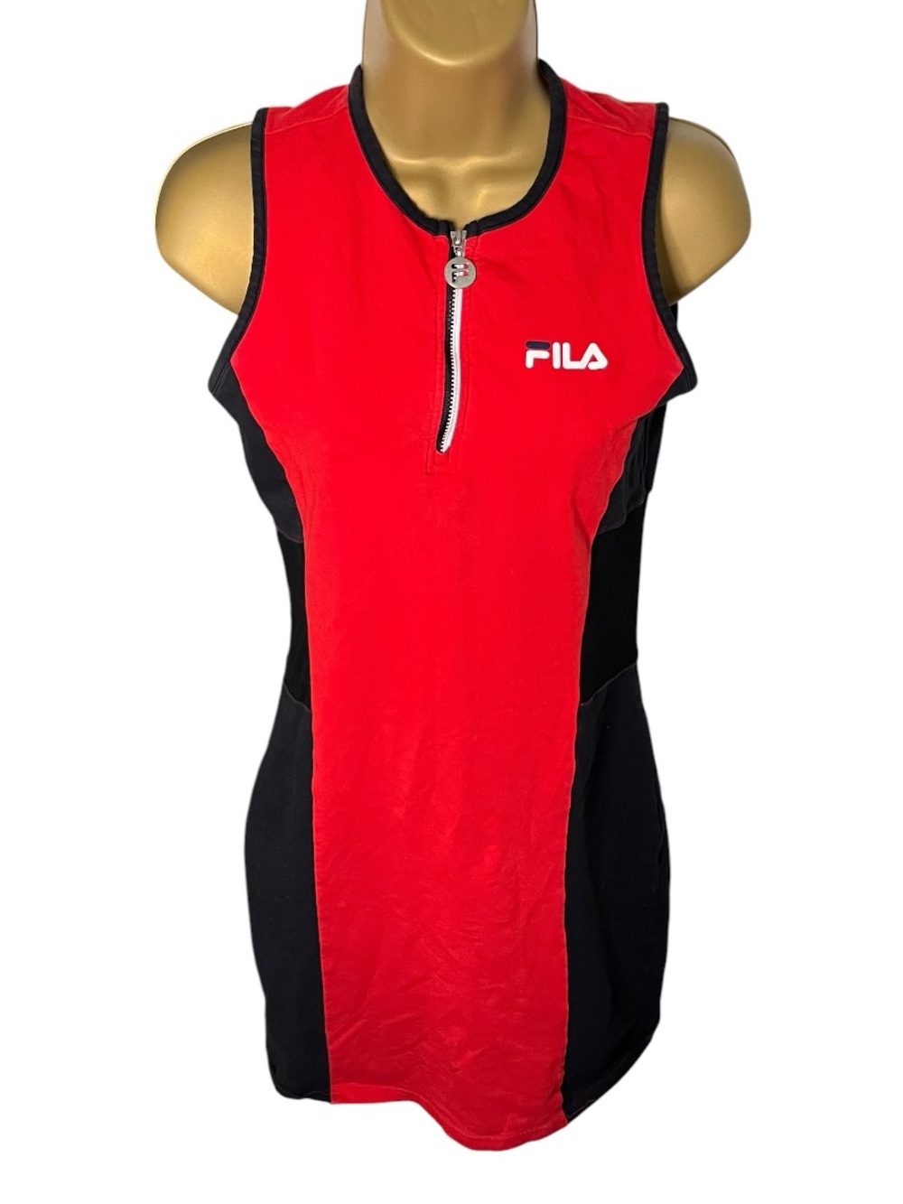 FILA x DTLR Colorblock Athletic Dress Quarter Zip Mesh Panels Red Black M
